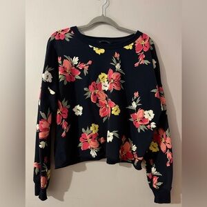 Abercrombie & Fitch Floral Oversized Cropped Sweatshirt Size Large